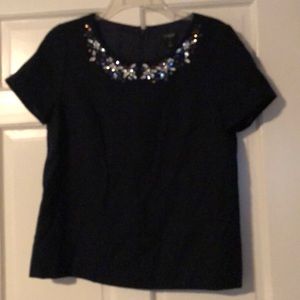 J. crew jeweled neck blouse